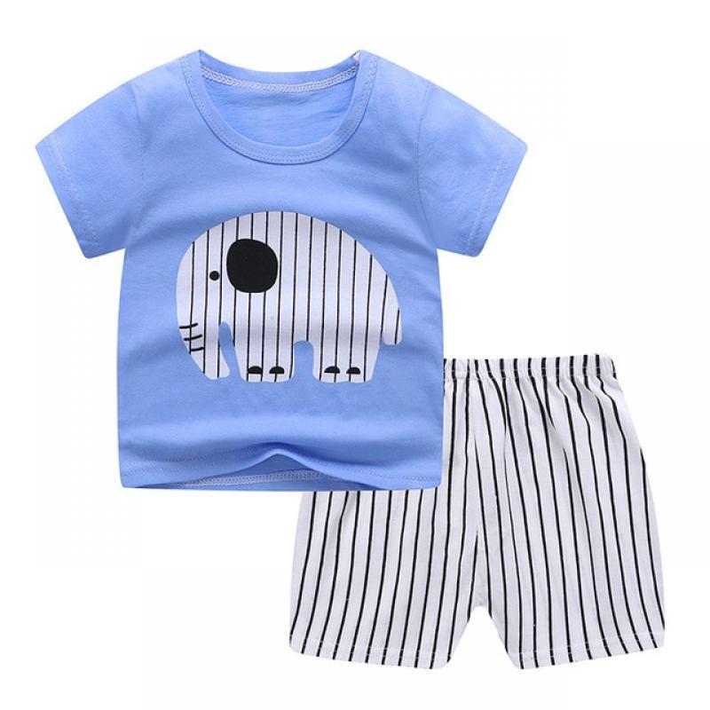 Newborn Baby Boys Girls Cartoon 100% Cotton Kids T-shirts Sets Summer Infant Short Sleeve Children Tracksuit Sports Clothes Sets