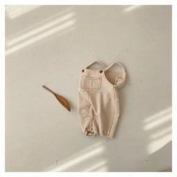 2021 New Autumn Baby Girls Boys 2-pcs Sets Solid Color Long Sleeves Round Collar Bottoming Shirt + Overalls Casual Clothes E2035