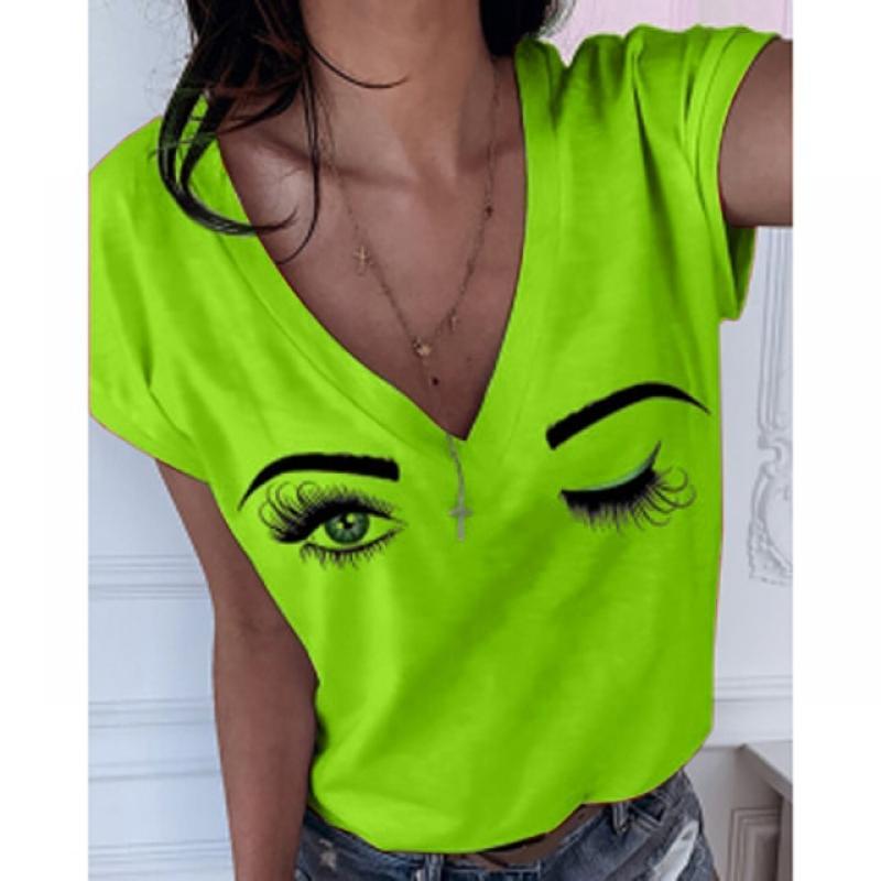 3d Women's T-shirt Sexy Eyelash Print T Shirt For Ladies Fashion Street Short Sleeve Tops Loose Oversized Women's Clothing Shirt