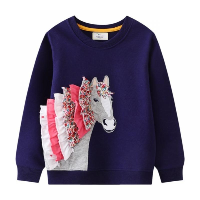 Jumping Meters New Arrival Animals Embroidery Autumn Spring Children's Sweatshirts Long Sleeve Toddler Kids Sport Shirts Costume