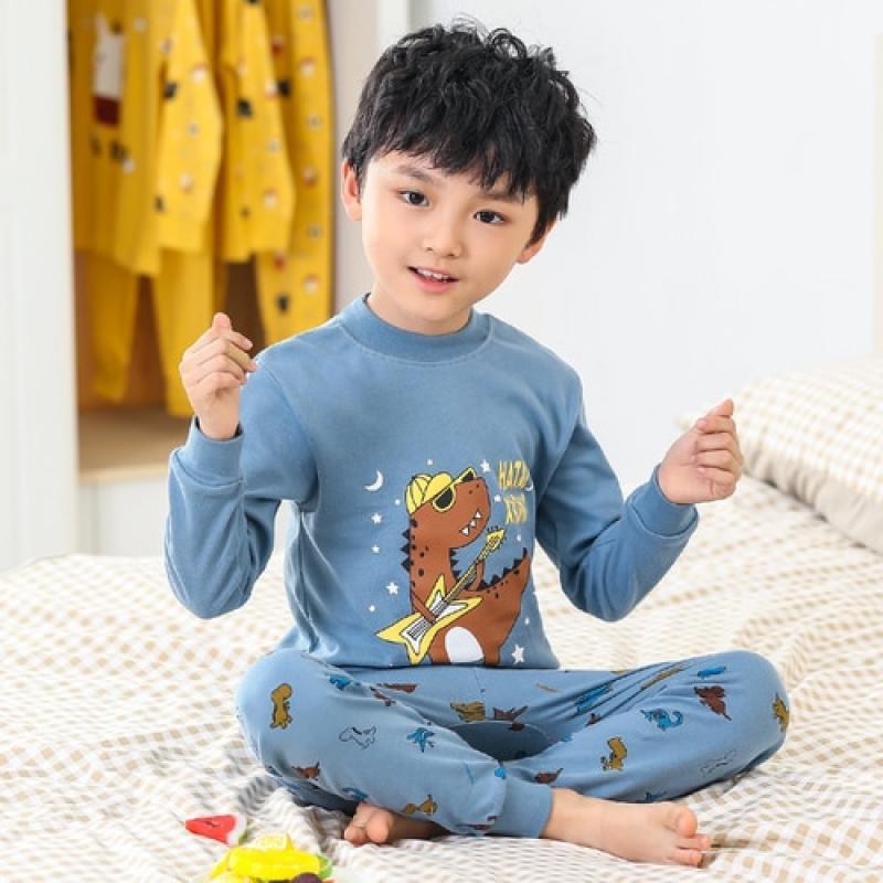 Children's autumn clothes and trousers pure cotton  underwear set big children's cotton middle neck girls'cotton sweater pajamas