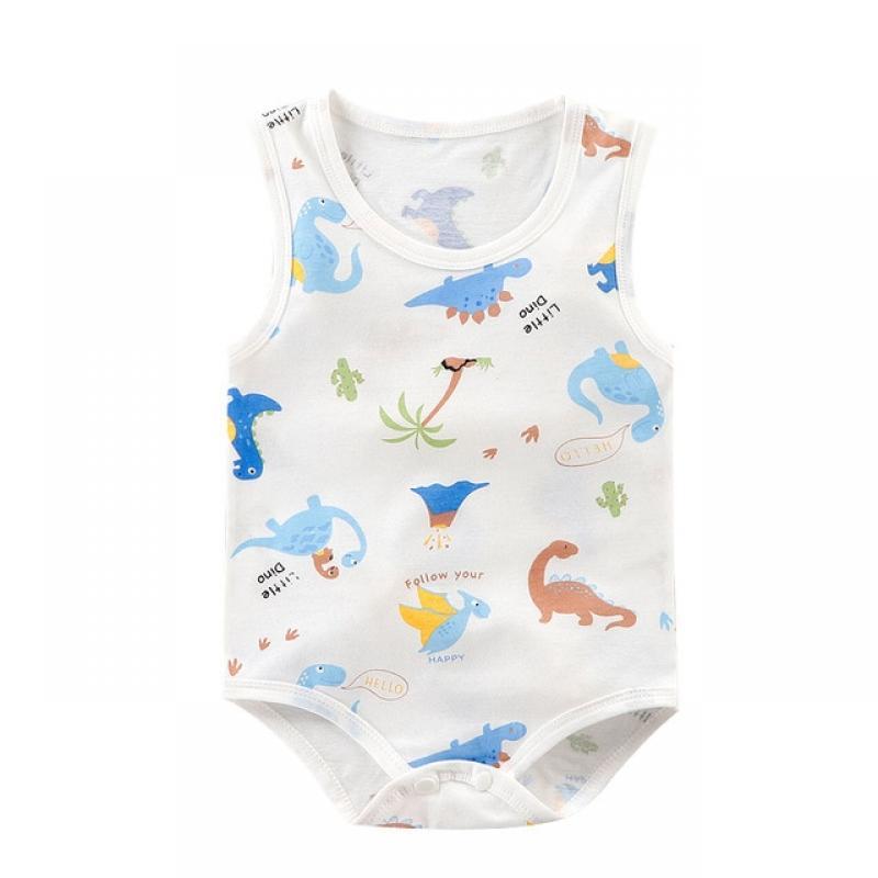 Newborn Baby Cartoon Cotton Sleeveless Vest Romper Boy Girl Jumpsuit Pajamas Toddler Infant Outfit Clothes  0-24M