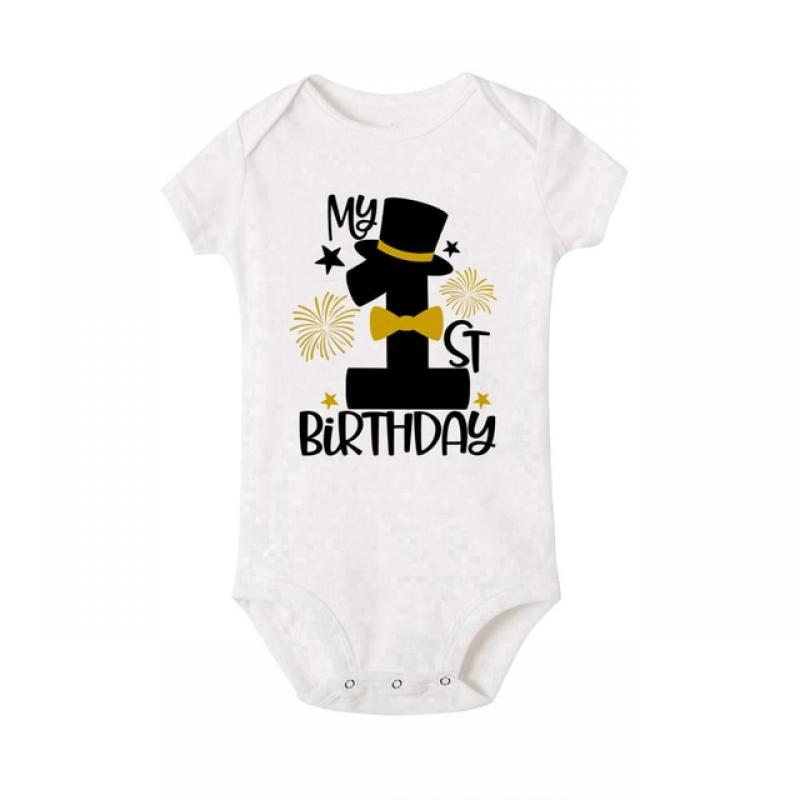 My 1st Birthday Newborn Summer Romper Infant Body Toddler Short Princess Sleeve Jumpsuit Baby Girl Birthday Party Outfit Clothes