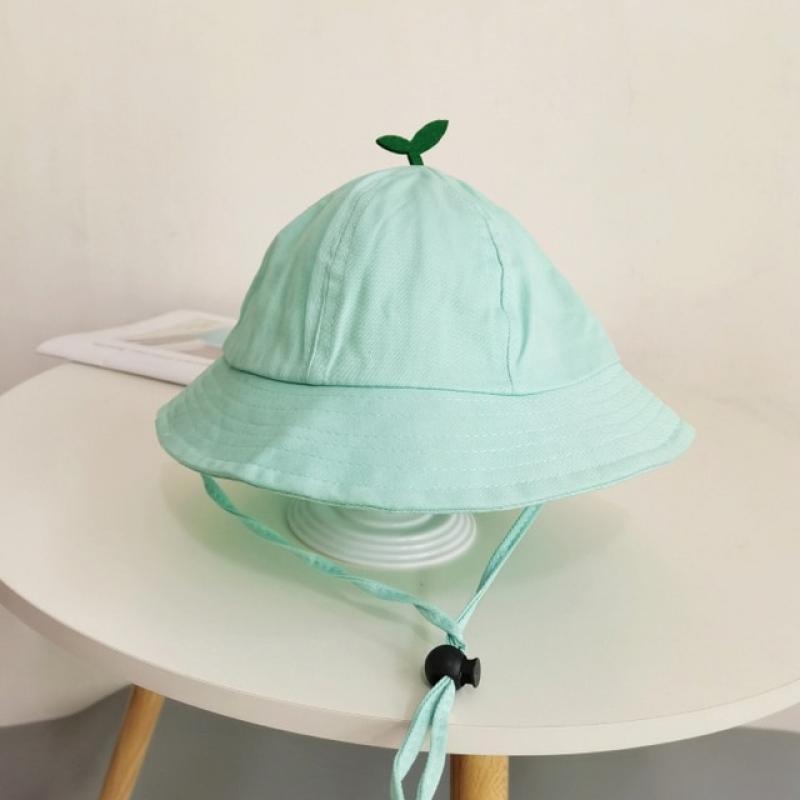 Spring Toddler Bucket Hat With Sprout Children Drawstring Fisherman Hats Cotton Beach Sun Cap For Boy Girl Kids Green Panama Hat