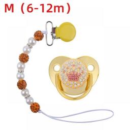 Luxury Rhinestone Bling Baby Teether Pacifier With Clip Cartoon Nipple Sleep Soother Infant Silicone Orthodontic Pacifier