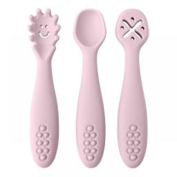 3PCS Silicone Spoon Fork For Baby Utensils Set Feeding Food Toddler Learn To Eat Training Soft Fork Cutlery Children's Tableware