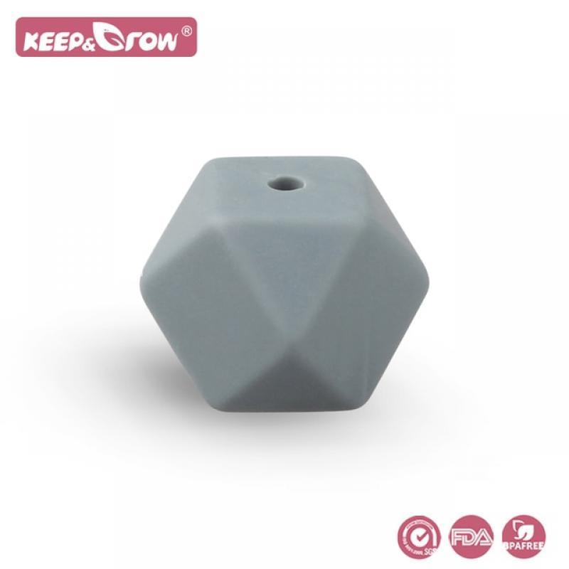 Keep&Grow 10Pc 14MM Silicone Beads Hexagon Beads Food Grade BPA Free Silicone Teether Diy Teething Toy Baby Chewable Accessories