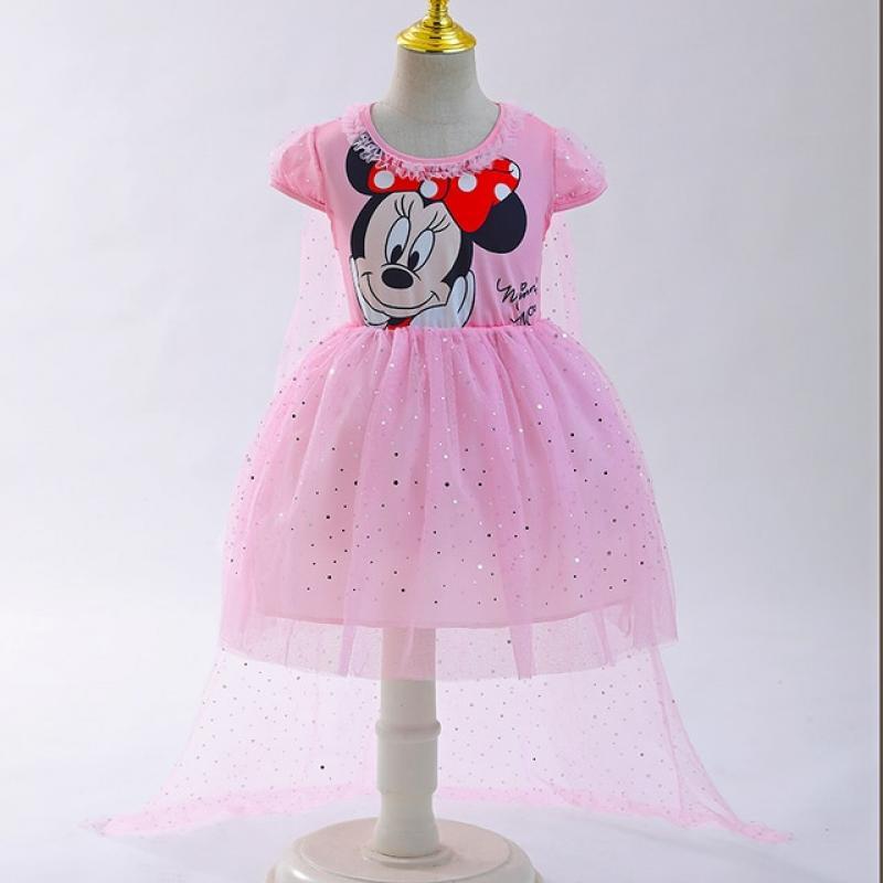 Disney Baby Girls Frozen Elsa Anna Summer Dress Toddler Kids Cartoon Printed Princess Party Cosplay Dresses With Cape Clothes