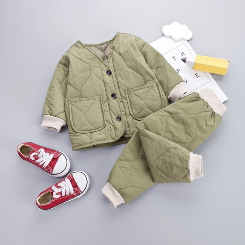 New Winter Children Keep Warm Clothes autumn Kids Boys Girls Thicken Cotton Jacket Pants 2Pcs/sets Baby Infant Casual Tracksuits