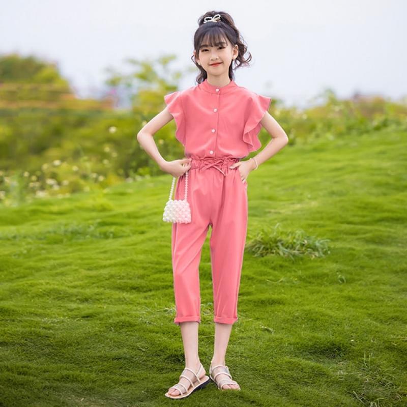 Girls Summer Clothes Vest + Short Clothes For Girls Solid Color Girls Clothes Casual Style Children Clothes