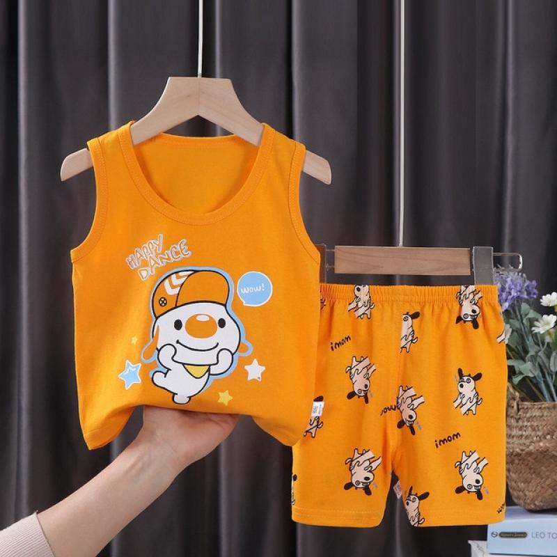 Children Sets Kids Vest Suit 2PCS Set Summer Cotton T-Shirt Girl Shorts Clothes Children Boys Girls Sleeveless Suit Wear Cloth