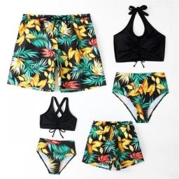 2023 Leopard Family Matching Swimsuits One-Piece Mother Daughter Swimwear Mommy And Me Clothes Outfits Father Son Swim Shorts