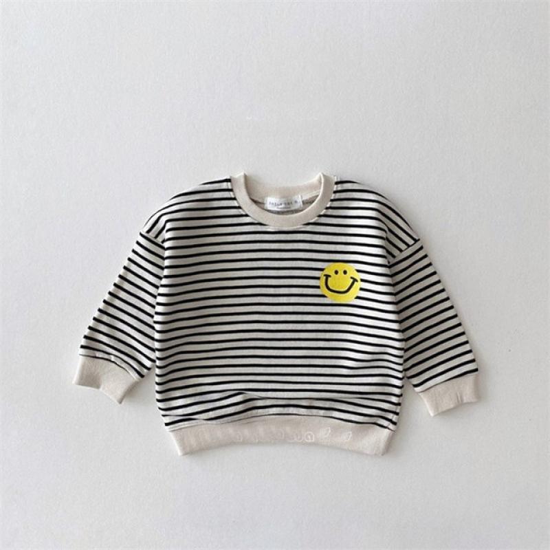 MILANCEL Kids Clothes Casual Sweatshirt Kids Striped Smiley Print Back Hoodies