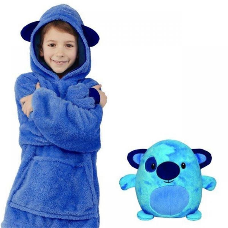 Children's Pets Hoodie Blanket Oversized Kids Winter Sweatshirt Shape Fleece Pet Wearable Hooded Pajamas Coats For Boys Girls