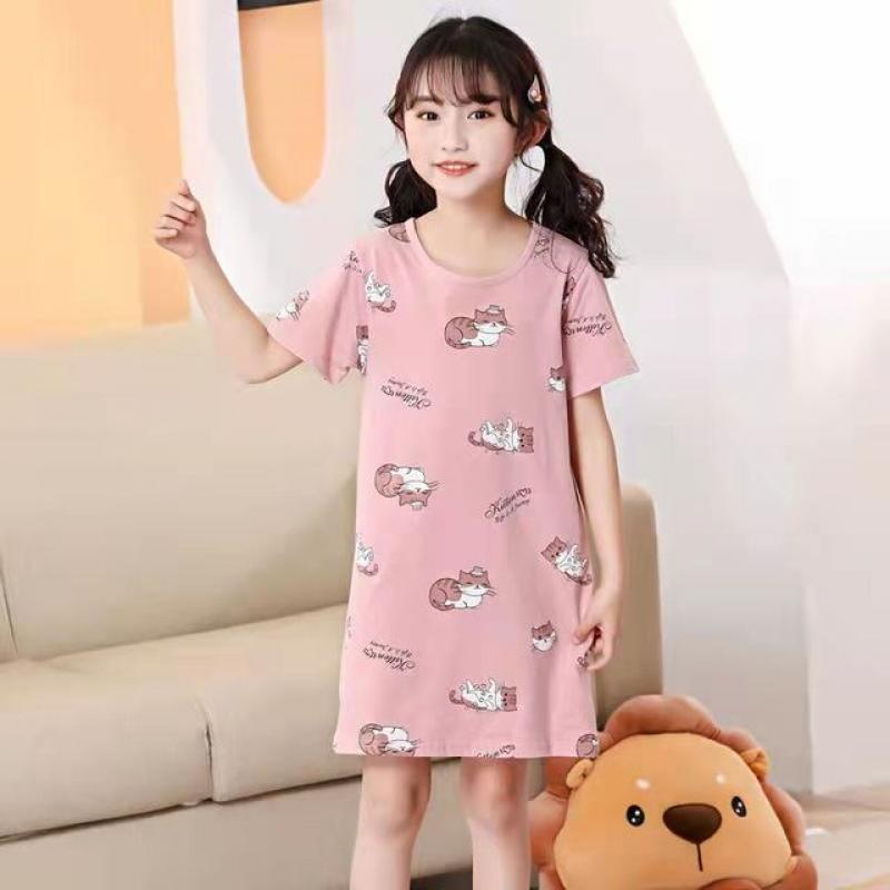 Summer Girls Nightgown Unicorn Sleeping Pajamas Dress for Kids Teenager Night Dress 3-14 Years Baby Nightdress Children Clothing