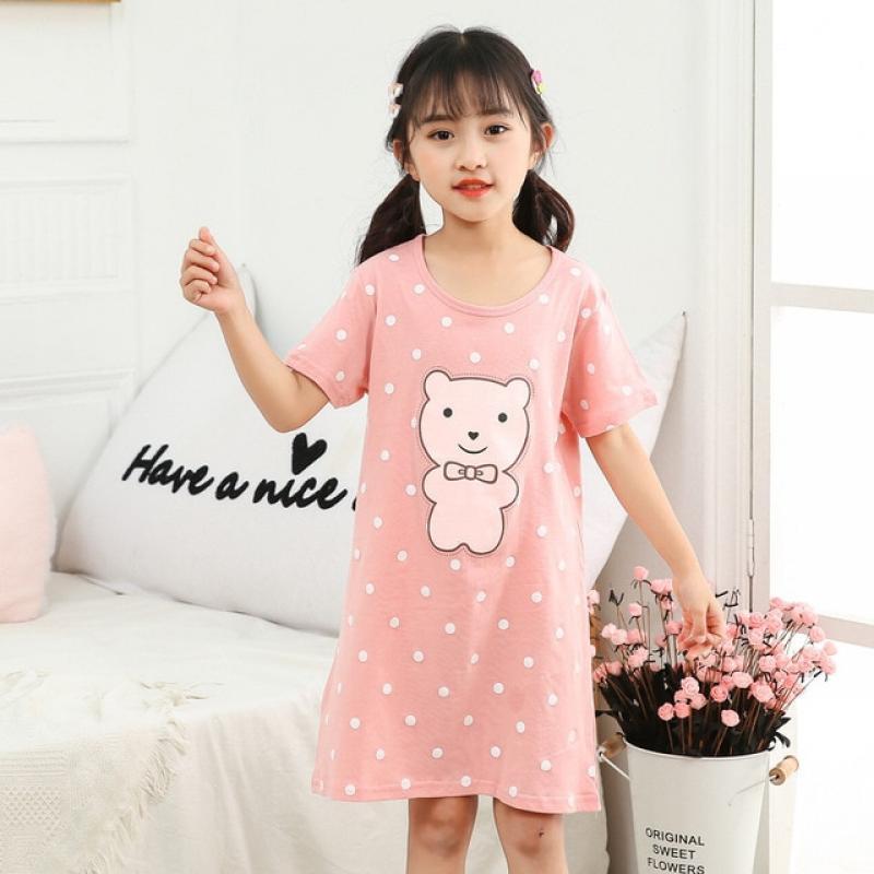 2 4 6 8 10 12 14 Years Teenager Girl Nightgown Children's Pajamas Teens Girls Nightgowns Sleeping Dress Night Wear Baby Clothes