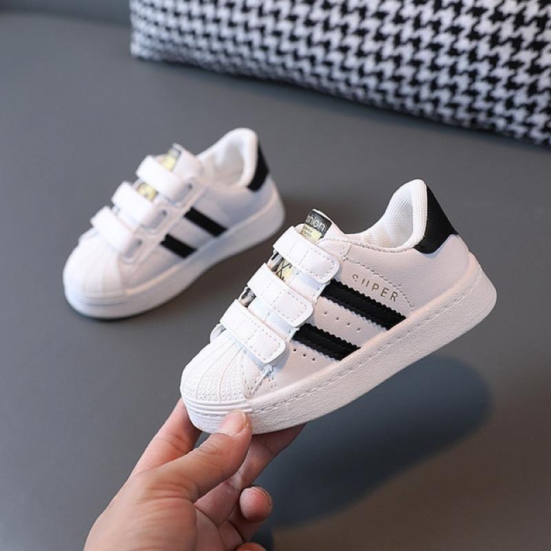 Children's Sneakers Kids Fashion Design White Non-slip Casual Shoes Boys Girls Hook Breathable Sneakers Toddler Outdoor Shos