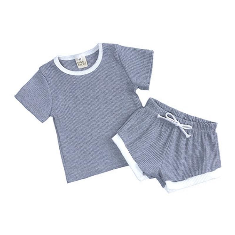 Baby Boy Girl Set Clothes Infant Toddler Summer T Shirt Tops Shorts Pants Kids Suit 2 Pcs Plain Cotton Casual Outfits for 6M-4Y