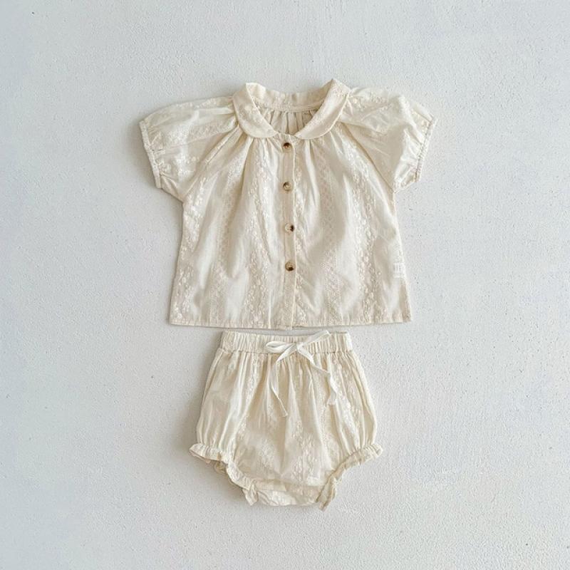 MILANCEL Summer Baby Clothing Set Embroidery Girls Clothes Cute Tee And Bloomer 2 Pcs Suit