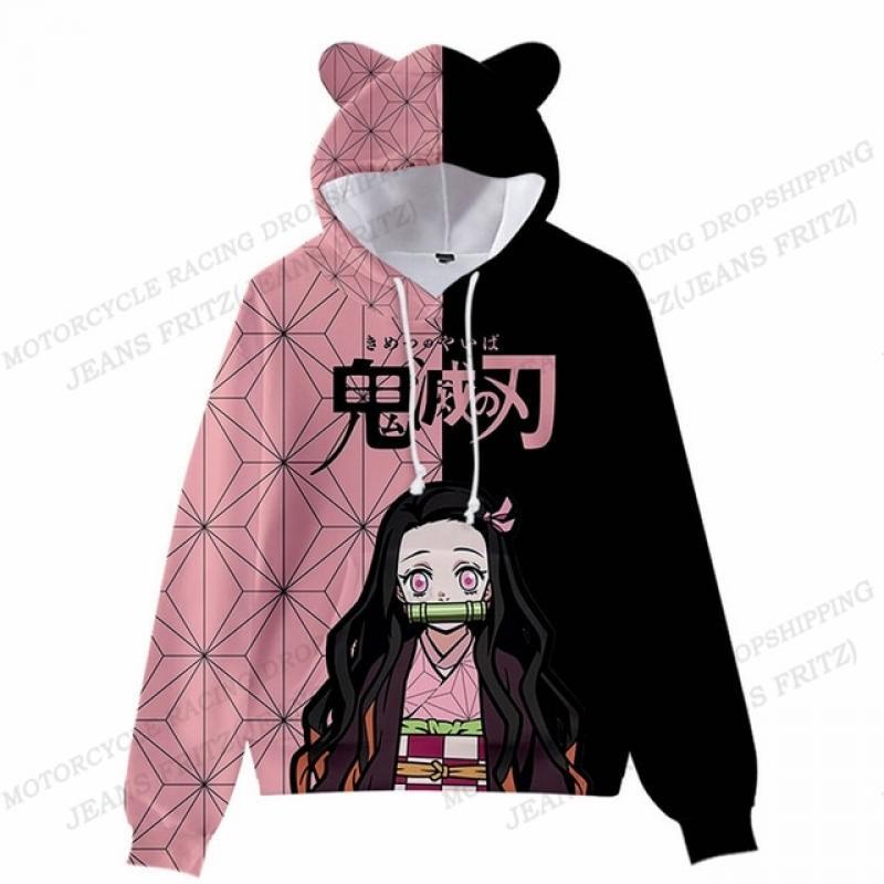 Demon Slayer Kamado Nezuko 3d Print Ear Hoodie Women Fashion Hoodies Sweatshirts My Hero Academia Hoodie Shoto Todoroki Sweats