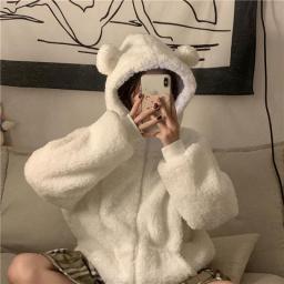 Winter Y2k Loose Women Zipper Plus Size Hoodie Round Neck Blouse Oversized Letter Embroidery Cotton Hoodie Women Sweatshirt