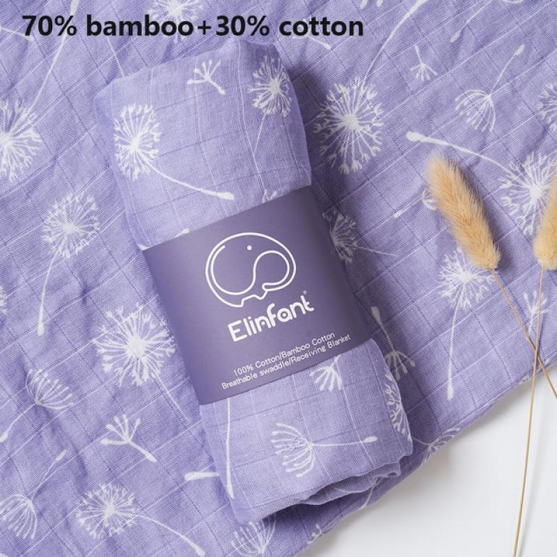Elinfant 100% cotton 120*110cm 2 Layers Newborn Baby Bath Towel Wrap Muslin Swaddle Blankets Wholesale Dropshipping