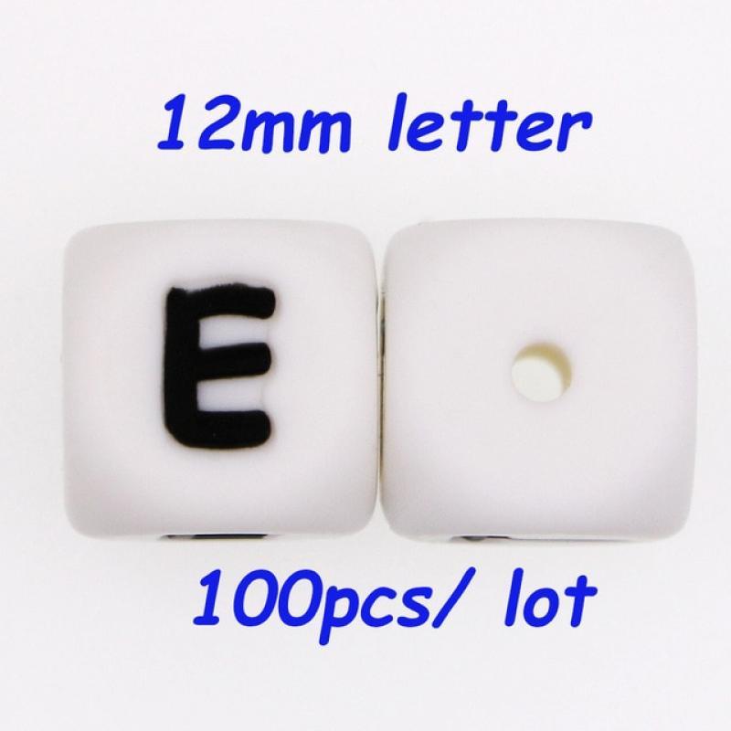 Sunrony 100Pcs 12mm English Alphabet Letters Silicone Beads Baby Teether For Personalized Name DIY Pacifier Chain Clip Toys