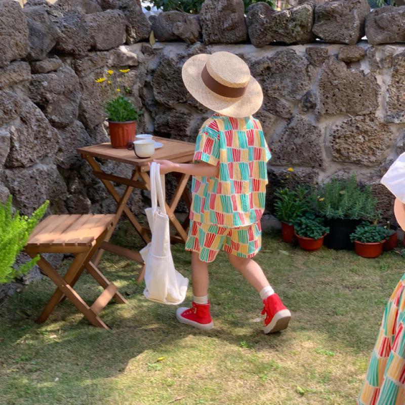 Summer Brother Sister Outfits New Boy Baby Striped Short Sleeves Shirt + Shorts 2pcs Girl Children Cotton Sleeveless Loose Dress