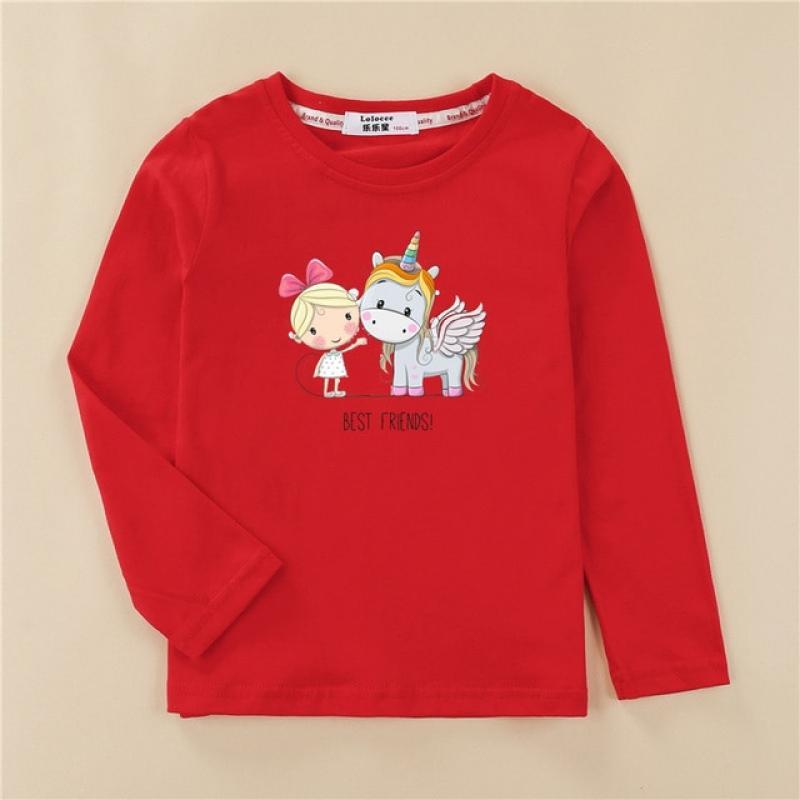 Aimi Lakana Pony Kawai Clothes Newborn Children Spring Fall T-Shirt Kids Long Sleeve O-Neck Top Girl Unicorn Wear