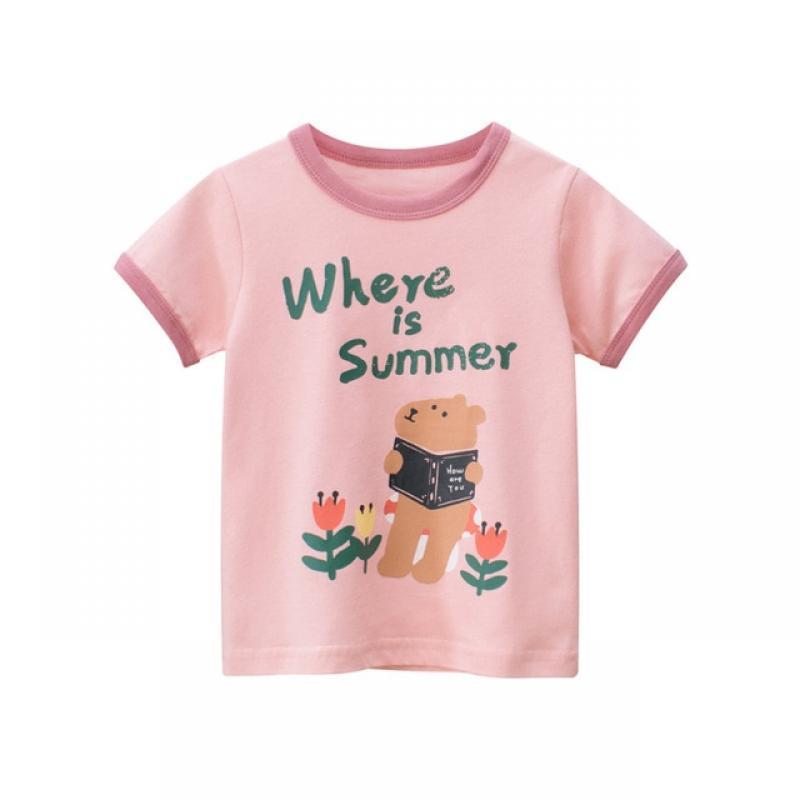 2-8T Flower Kid Girls T Shirt Toddler Summer Clothes Infant Short Sleeve Top Cute Sweet Cotton Tshirt Childrens Tee Outfits