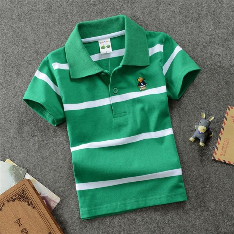 Jargazol T Shirt Kids Clothes Turn-down Collar Baby Boy Summer Top Tshirt Color Stripes Vetement Enfant Fille Camisetas Fnaf