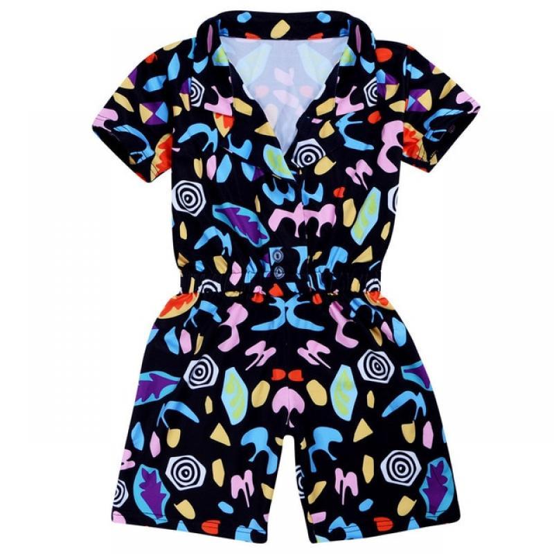 Girls Drama Outfit Stranger Things Season 3 Cosplay Costume Polyester Jumpsuit Halloween Role Play Short Sleeve Dress Jumpsuit