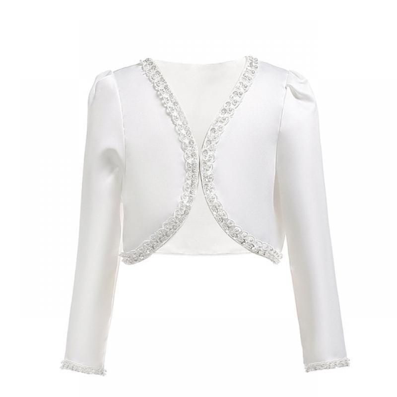 Girls Jacket White Child Cardigan Bridesmaids/Flower Girl Wedding Party Girl Clothes for 2 3 4 6 8 10 12 Years Old 185101