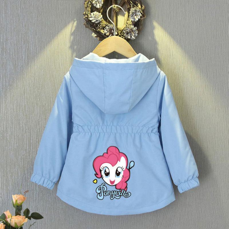 Girls' Cartoon Waist Jacket Spring 2022 Children's Fashion Korean Version Trench Coat Little Girls Long Sleeve Hoodie Clothing