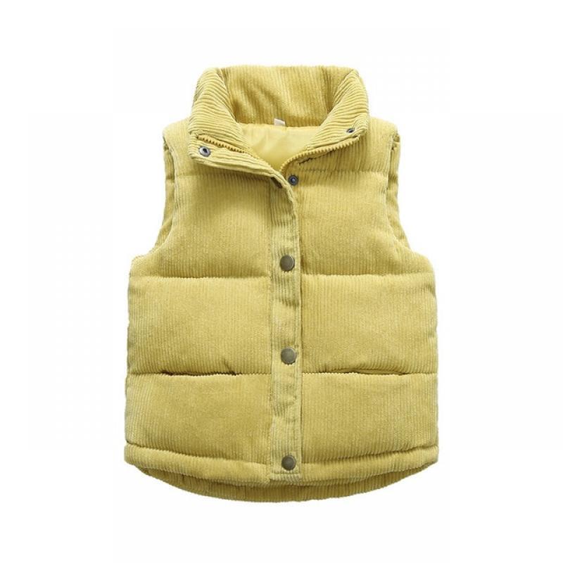 Children's Autumn Warm Waistcoat Girls Fashion Checkerboard Padded Jacket Boys Casual Stand Collar Down Cotton Vest 2Y-10Y