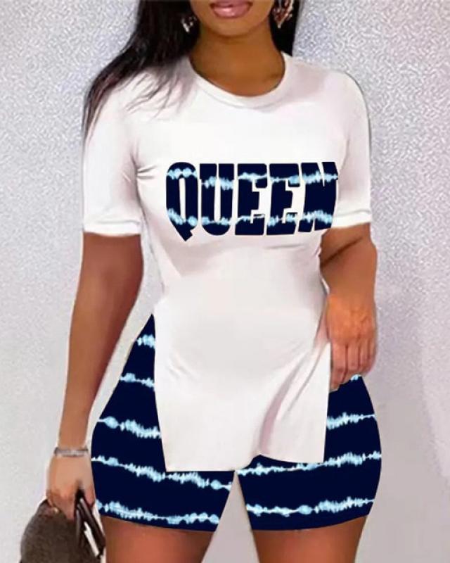 Summer Spring Fashion Casual Tshirt Women 2pcs Clothes Set Short Sleeve T Shirt & High Waist Shorts Tee Top Pants