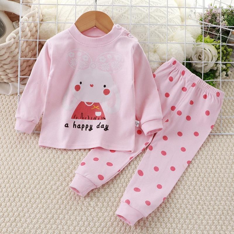 2023 New Spring Autumn Children's Cotton Underwear Set Home Boys Clothes Long Pants Girls Pajamas Two-Piece Set