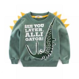 2023 Boys Clothes Kids Autumn Spring Thin Sweater 100Percent Cotton Dinosaus Shark Cartoon Clothing For Children Boys 1-9 Years