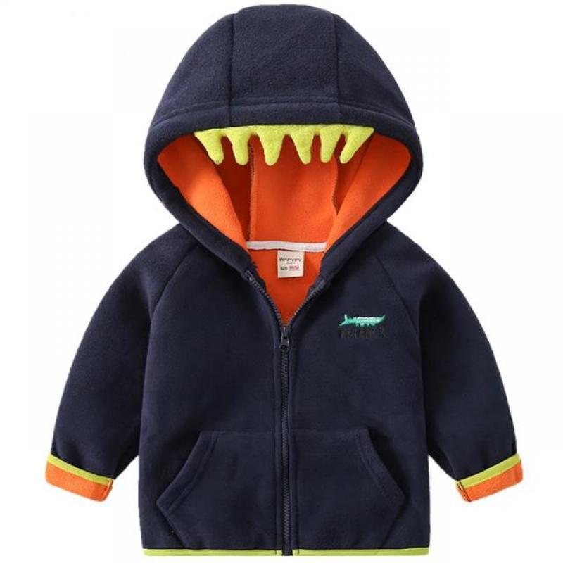 Children's Thick Coat Boys Polar Fleece Double-layer Hoodie Baby Plus Fleece Sweater Zipper Sweater Korean Version