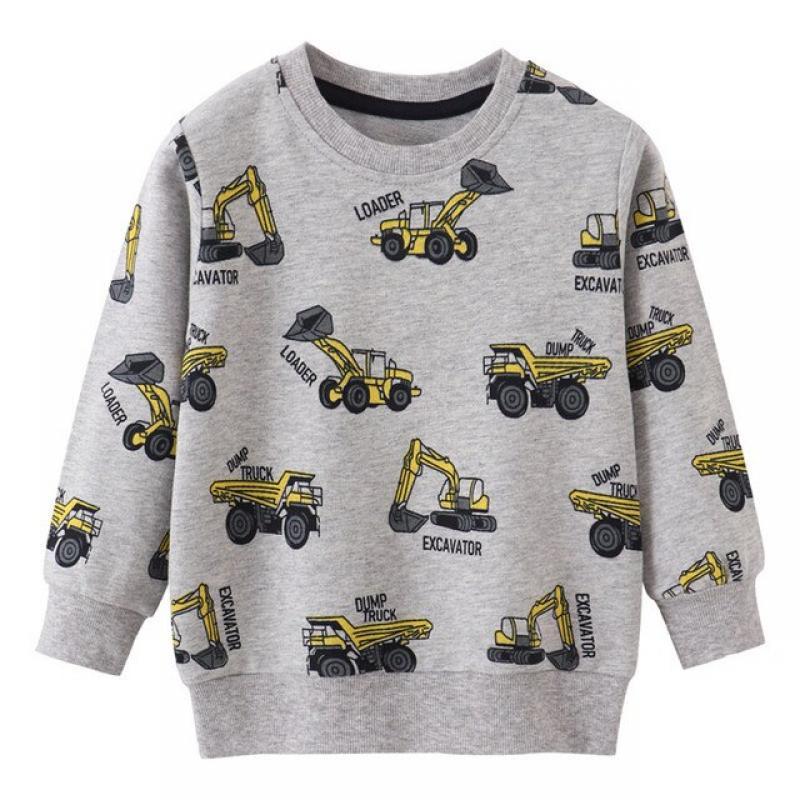 Zeebread New Arrival Cartoon Boys Sweatshirts Cotton Excavators Kids Cartoon Clothing Autumn Spring Baby Costume Sport Shirts