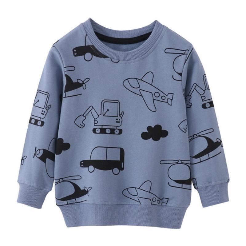 Jumping Meters New Arrival Cartoon Boys Sweatshirts Autumn Spring Children's Clothing Long Sleeve Aircraft Cars Print Shirts