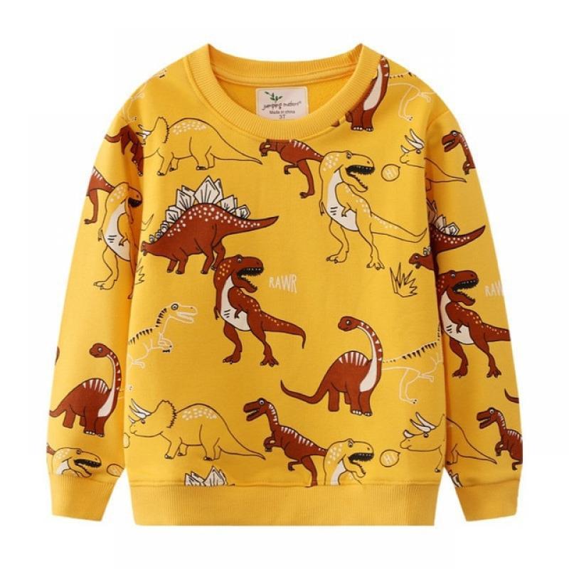 Jumping Meters New Arrival Autumn Spring Children's Hooded Shirts Cartoon Print Long Sleeve Boys Girls Sweatshirts Hot Selling