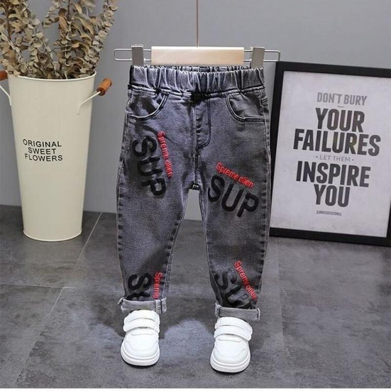 Kids Jogger Pants Toddler Boy Jeans Stretch Denim Trousers Graphic Jeans Versatile Fall Clothes Infant Boys Fashion Casual Pants
