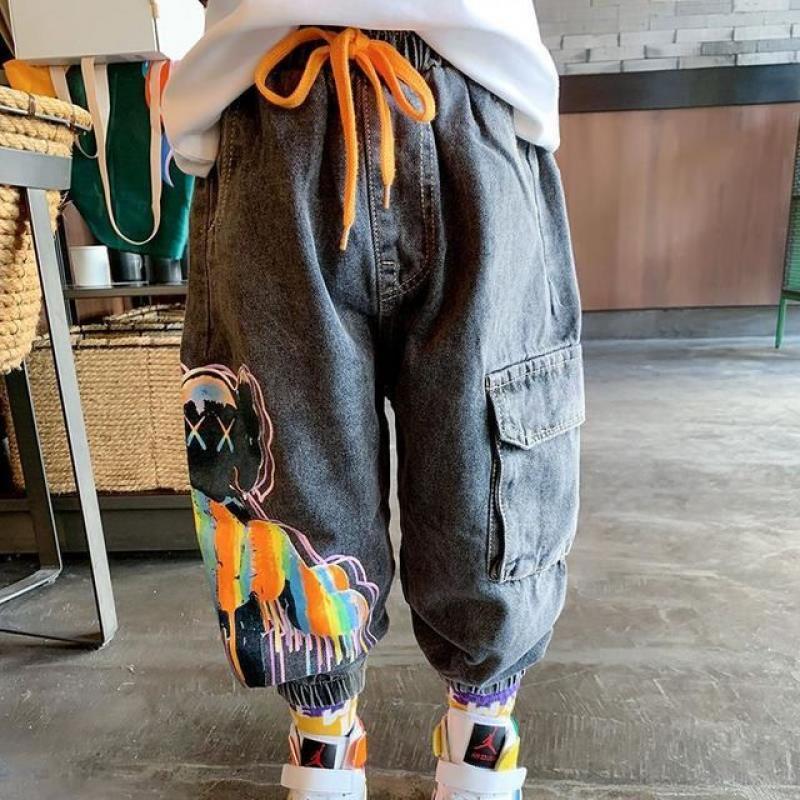 2 4 6 8 9Y Kids Boys Jeans Spring and Autumn Children's Casual Pants Boys Baby Loose Cartoon Trousers Child Pant For Boy