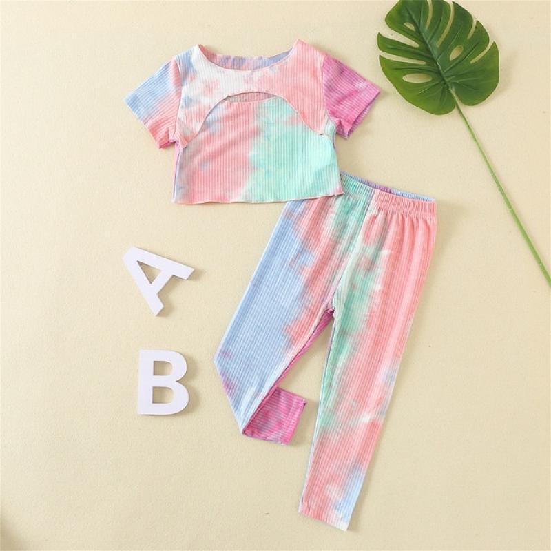 Big Girls Outfits Set 6 Kids Toddler Baby Girls Spring Colorful Print Ribbed Long Sleeve Tops Sweatshirt Outfits Clothes