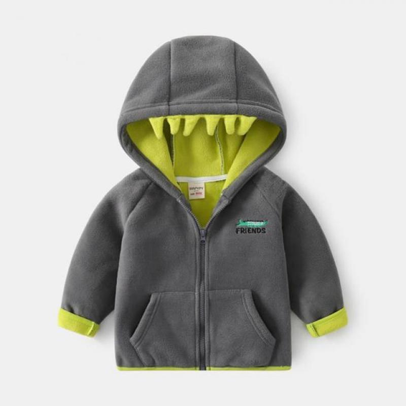 Children's Thick Coat Boys Polar Fleece Double-layer Hoodie Baby Plus Fleece Sweater Zipper Sweater Korean Version