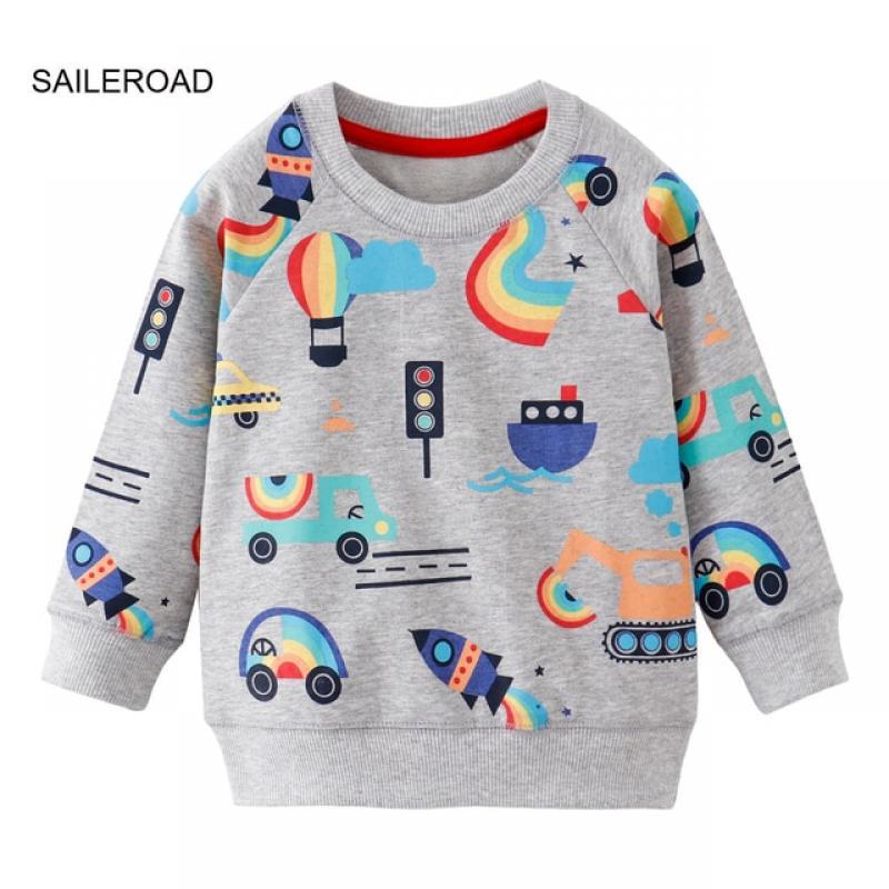 SAILEROAD Spring New Boys 2-7 Years Clothes Cotton Outerwear Cartoon Dinosaurs Baby Tops Girls Kids Toddler Hoodie Sweatshirts
