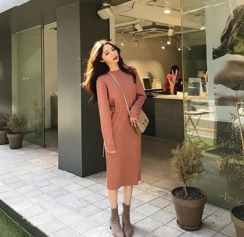 Moms Slim Nursing Long Dress Autumn Winter Maternity Nursing Knitted Sweaters Dress for Pregnant Women Breastfeeding Hot