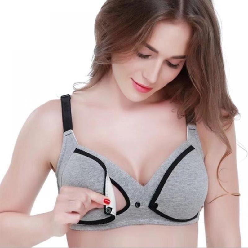 Women Maternity Feeding Nursing Bra Pregnancy Open Front Buckle Breastfeeding Bralette Wireless Lightly Padded Underwear