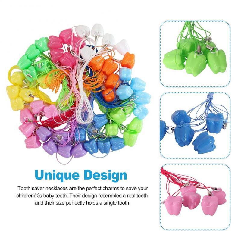 50pcs/Pack Baby Tooth Box Organizer Baby Milk Tooth Fairy Box Tooth Storage Box with Necklace Souvenirs Gift Tooth Storage Box